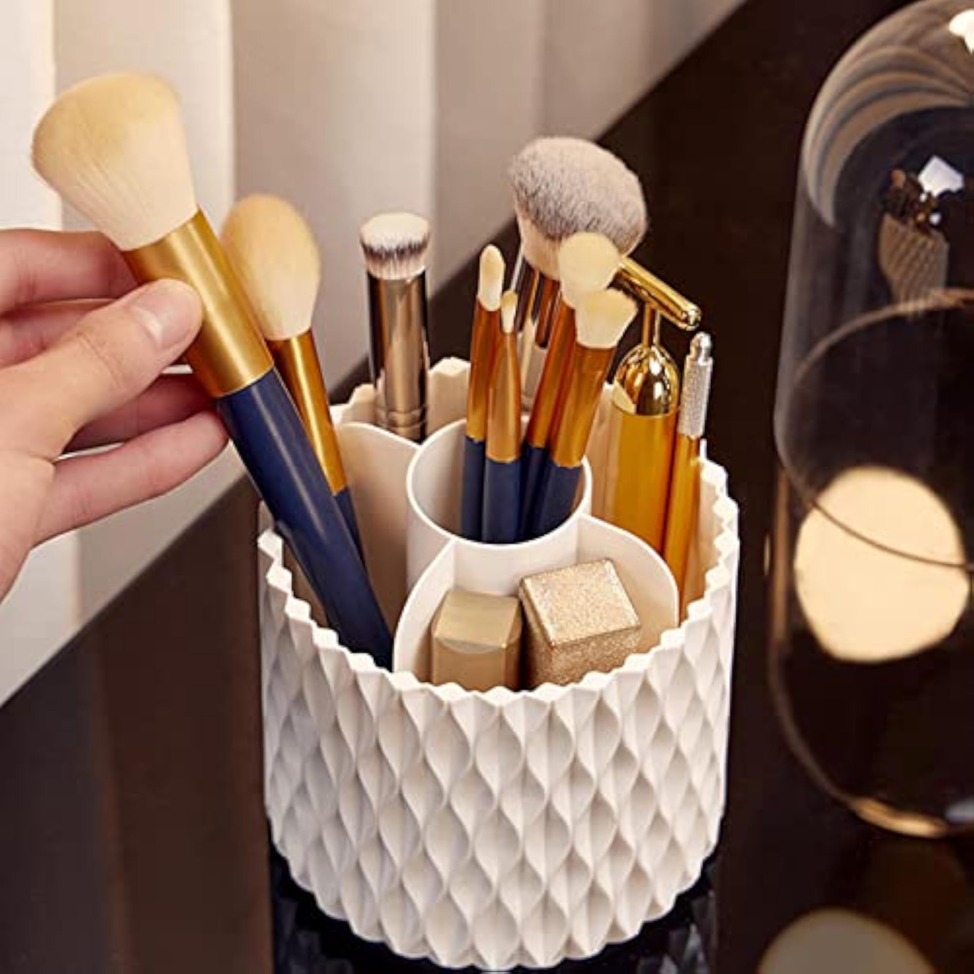 Multifunction Rotating Cosmetic Brushes Holder Container